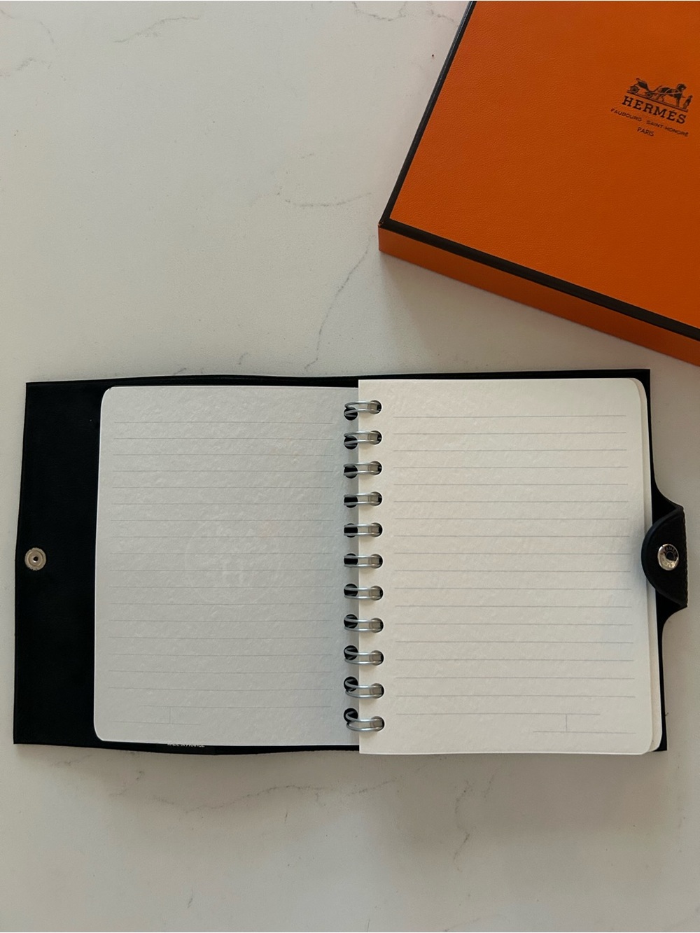 Authentic Hermes TOGO Leather Black Cover Includes Original Lined Notebook - Picture 6 of 11